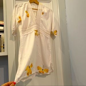 Brazilian Beach coverup white/ yellow butterflies